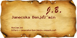 Janecska Benjámin névjegykártya